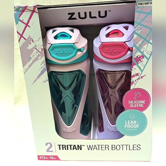 NEW Kids Zulu 16oz Tritan™ Plastic Water Bottle Set of 2 - Picture 5 of 5